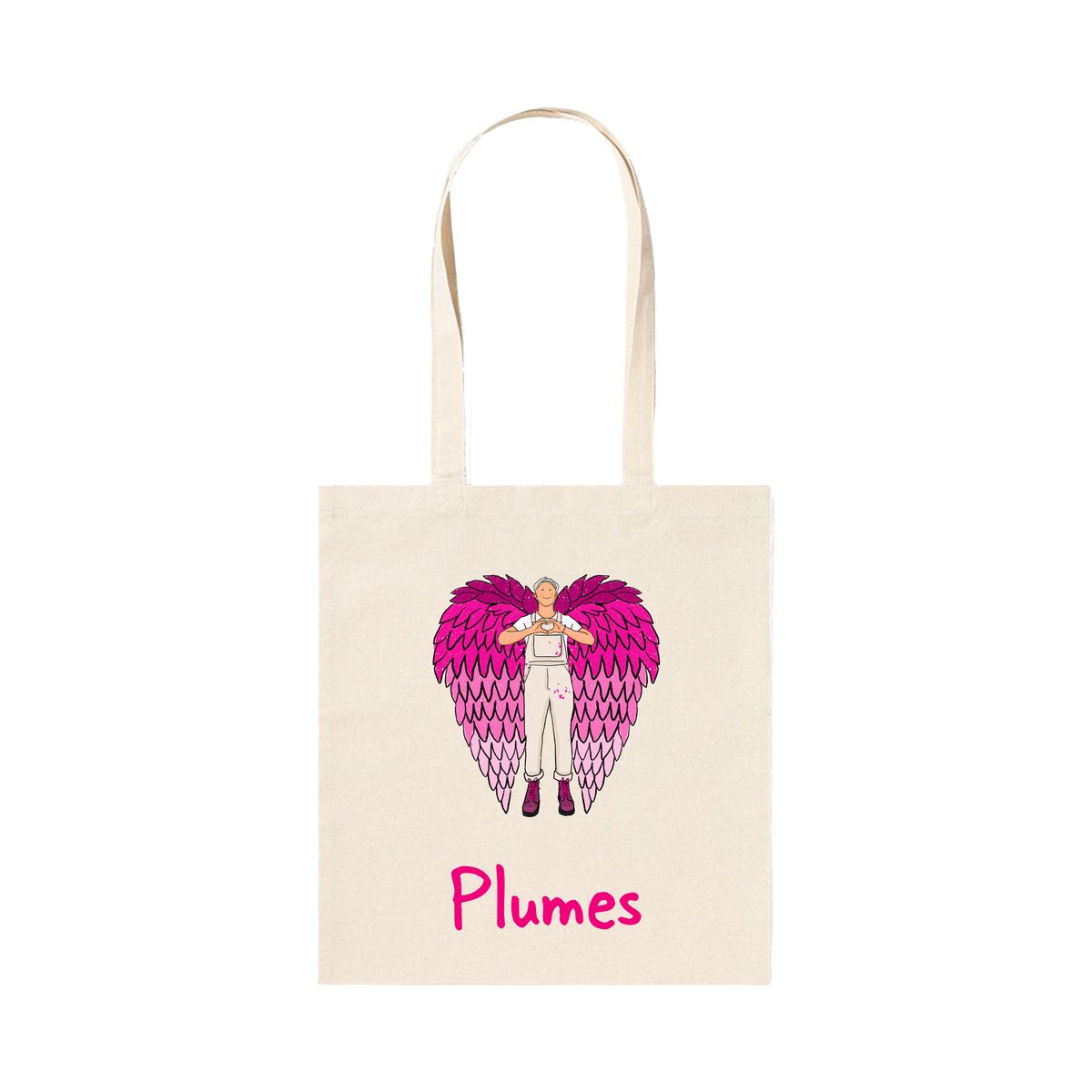"Plumes" beige tote bag